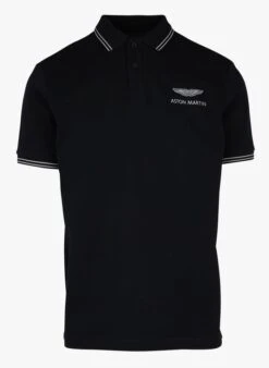 Black Hackett X Aston Martin Regular-fit Cotton Polo Shirt