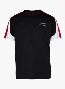 Black Hackett X Aston Martin Regular-fit Round-neck Cotton T-shirt