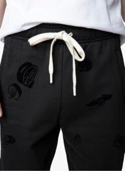 Zadig & Voltaire CAPRI - Black Printed Cotton Track Pants -Deals Mode Modee Store 3984708