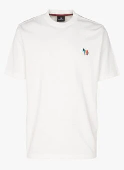 PAUL SMITH White Embroidered Organic Cotton Logo T-shirt