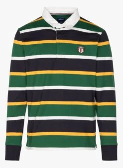 Gant Green Striped Rugby Polo Shirt