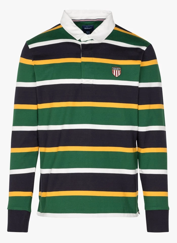 Gant Green Striped Rugby Polo Shirt 1 Gant Green Striped Rugby Polo Shirt