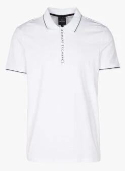 Armani Exchange White Cotton Jersey Polo Shirt