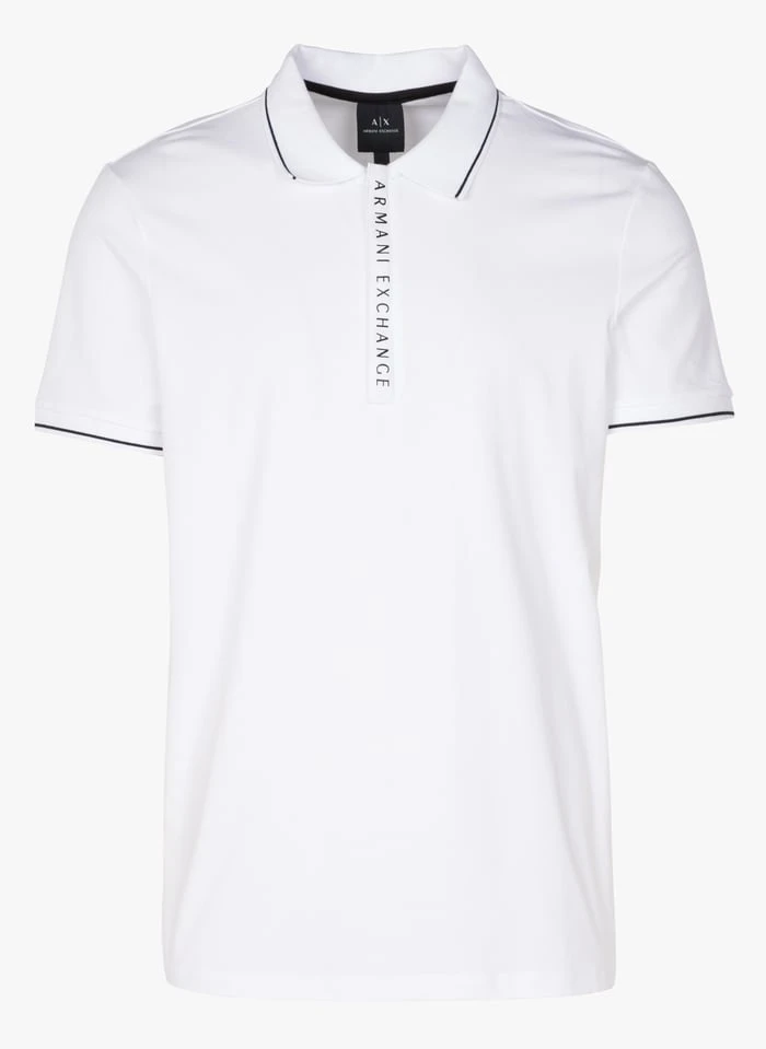 Armani Exchange White Cotton Jersey Polo Shirt 1 Armani Exchange White Cotton Jersey Polo Shirt