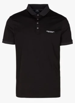 Armani Exchange Black Regular-fit Cotton Polo Shirt With Screen Print