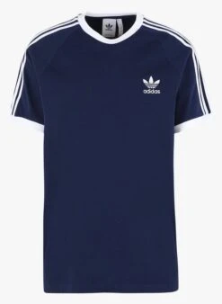 ADIDAS Blue Round-neck Embroidered Cotton T-shirt