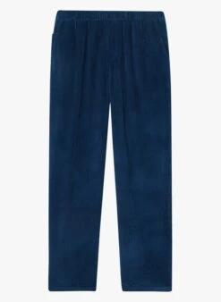 American Vintage PADOW - Blue Ribbed Cotton Pants
