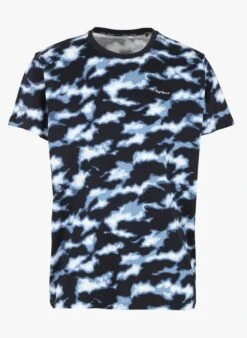 Pepe Jeans REM - Blue Cotton T-shirt With Camouflage Pattern