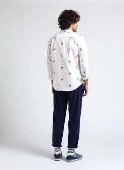 American Vintage PADOW - Blue Ribbed Cotton Pants -Deals Mode Modee Store 4016731 1