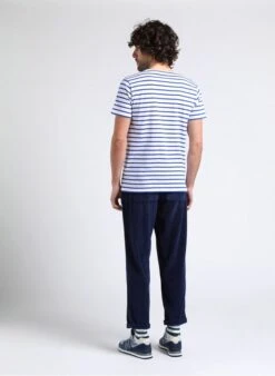 American Vintage PADOW - Blue Ribbed Cotton Pants -Deals Mode Modee Store 4016742