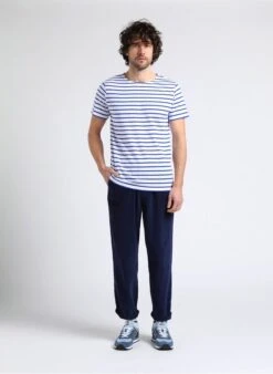 American Vintage PADOW - Blue Ribbed Cotton Pants -Deals Mode Modee Store 4016743