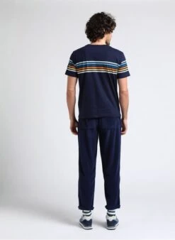 American Vintage PADOW - Blue Ribbed Cotton Pants -Deals Mode Modee Store 4016745