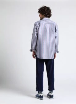 American Vintage PADOW - Blue Ribbed Cotton Pants -Deals Mode Modee Store 4016751