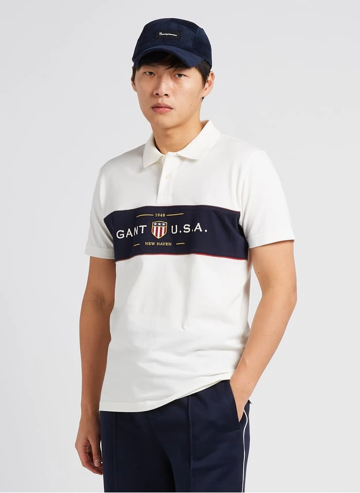 Gant Beige Regular-fit Embroidered Cotton Piqué Polo Shirt 2 Gant Beige Regular-fit Embroidered Cotton Piqué Polo Shirt - Image 2
