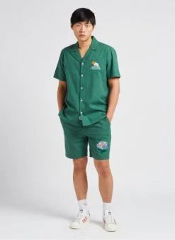 Scotch And Soda Khaki Embroidered Organic Cotton Blend Shirt With Classic Collar -Deals Mode Modee Store 4017344