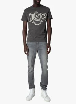 Zadig & Voltaire TOMMY - Grey Round-neck Cotton T-shirt -Deals Mode Modee Store 4042521
