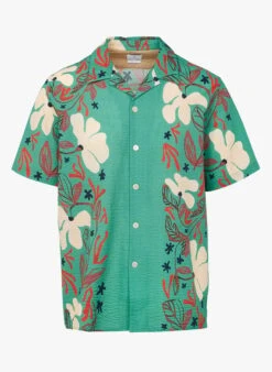 PAUL SMITH Green Printed Cotton Gauze Shirt