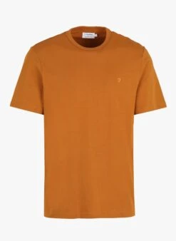 Farah DANNY - Brown Slim-fit Round-neck Cotton T-shirt