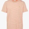 Farah DAYTONA - Orange Regular-fit Round-neck Striped Cotton T-shirt