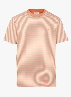 Farah DAYTONA - Orange Regular-fit Round-neck Striped Cotton T-shirt