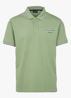 Gant Green Regular-fit Embroidered Stretch Cotton Polo Shirt