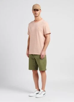 Farah DAYTONA - Orange Regular-fit Round-neck Striped Cotton T-shirt -Deals Mode Modee Store 4053476