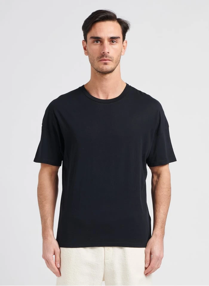 American Vintage DECATUR - Black Regular-fit Round-neck Cotton T-shirt 2 American Vintage DECATUR - Black Regular-fit Round-neck Cotton T-shirt - Image 2