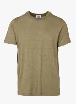 EOLE TEE - Khaki Regular-fit Round-neck Linen-blend T-shirt