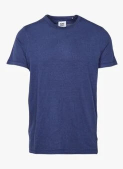 EOLE TEE - Blue Regular-fit Round-neck Linen-blend T-shirt
