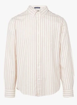 Gant Beige Regular-fit Striped Cotton Shirt With Button-down Collar