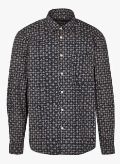 Marc O'Polo Blue Regular-fit Printed Cotton Shirt With Classic Collar
