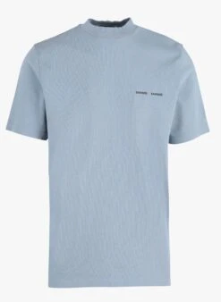 Samsoe Samsoe NORSBRO - Blue Regular-fit Organic Cotton T-shirt With High Neck