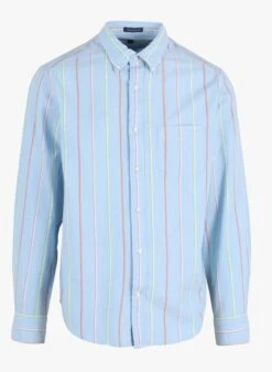 Gant Blue Regular-fit Striped Cotton Shirt With Button-down Collar