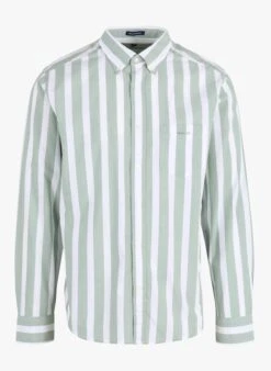 Gant Green Regular-fit Striped Cotton Polo Shirt