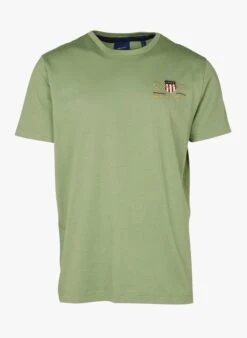 Gant ARCHIVE SHIELD EMB SS T-SHIRT - Green Regular-fit Embroidered Cotton T-shirt With Round Neck