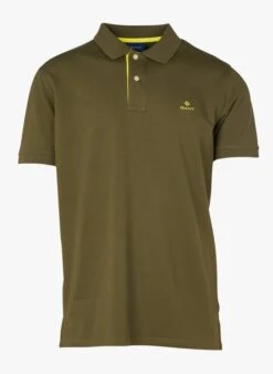 Gant Khaki Regular-fit Cotton Piqué Polo Shirt