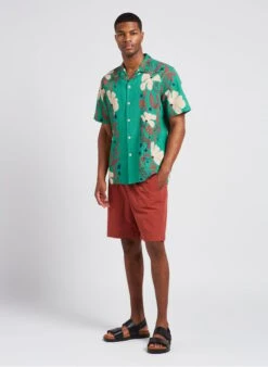 PAUL SMITH Green Printed Cotton Gauze Shirt -Deals Mode Modee Store 4081593