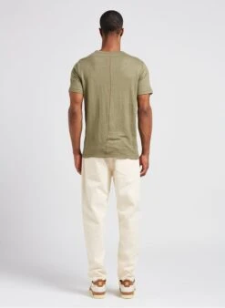 EOLE TEE - Khaki Regular-fit Round-neck Linen-blend T-shirt -Deals Mode Modee Store 4081681