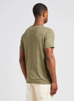 EOLE TEE - Khaki Regular-fit Round-neck Linen-blend T-shirt -Deals Mode Modee Store 4081683
