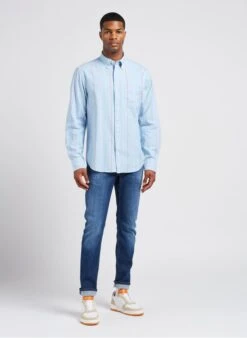 Gant Blue Regular-fit Striped Cotton Shirt With Button-down Collar -Deals Mode Modee Store 4081879