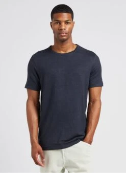 EOLE TEE - Grey Regular-fit Round-neck Linen-blend T-shirt -Deals Mode Modee Store 4081890