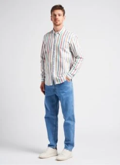 TOKYO RAINBOW - Striped Regular-fit Striped Cotton Shirt With Button-down Collar -Deals Mode Modee Store 4081914