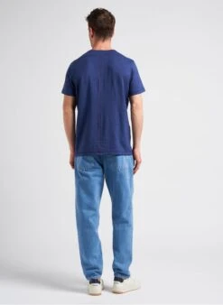 EOLE TEE - Blue Regular-fit Round-neck Linen-blend T-shirt -Deals Mode Modee Store 4081940