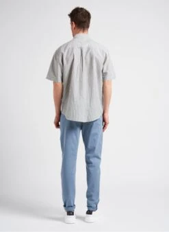 Minimum ERIC - Blue Regular-fit Striped Organic Cotton And Linen Shirt With Classic Collar -Deals Mode Modee Store 4081955