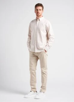 Gant Beige Regular-fit Striped Cotton Shirt With Button-down Collar -Deals Mode Modee Store 4082020