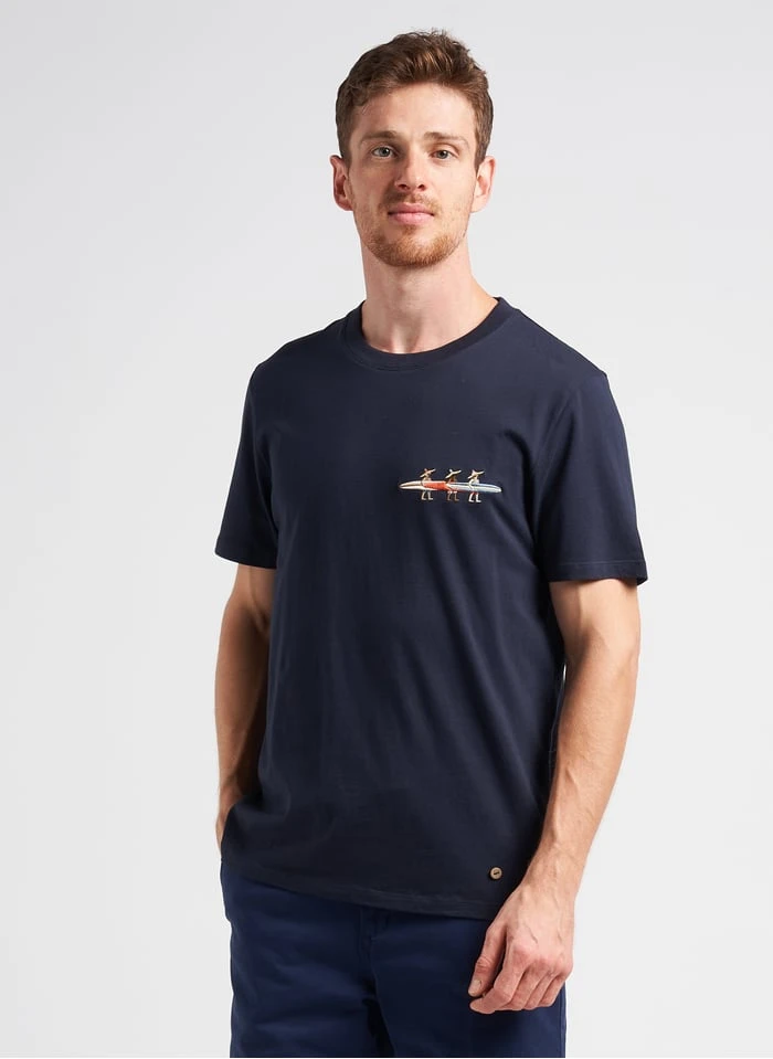 Faguo ARCY - Blue Regular-fit Embroidered Cotton T-shirt With Round Neck 2 Faguo ARCY - Blue Regular-fit Embroidered Cotton T-shirt With Round Neck - Image 2