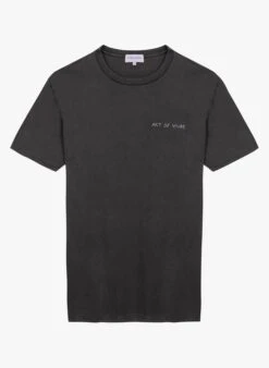Maison Labiche POPINCOURT ART DE VIVRE - Black Embroidered Organic Cotton T-shirt