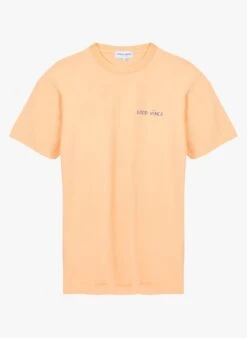 Maison Labiche POPINCOURT GOOD VIBES - Orange Embroidered Organic Cotton T-shirt