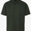 Thinking Mu Green Textured Cotton Shirt With Classic Collar