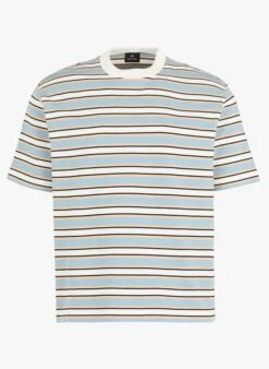 PAUL SMITH Blue Regular-fit Round-neck Striped Cotton T-shirt